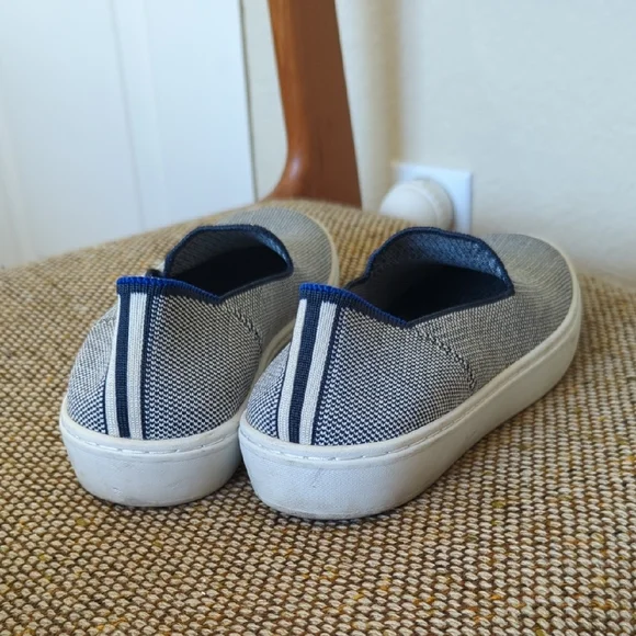Gray Slip-On Sneakers with Blue Accents - Picture 3 of 4